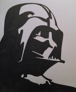 Negative Space Drawing of Darth Vader