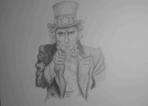 Black and White Uncle Sam Pencil Drawing