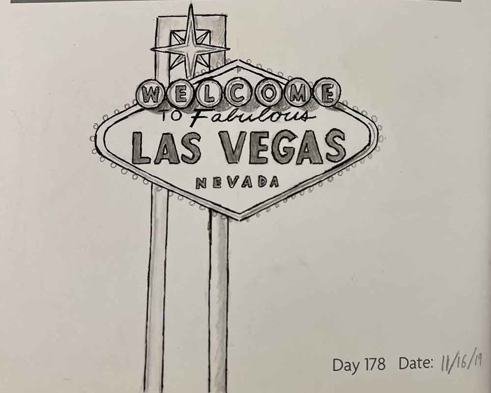 Welcome to Fabulous Las Vegas Sign Pencil Sketch and Micron Pens