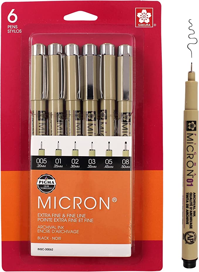6-pack of micron pens