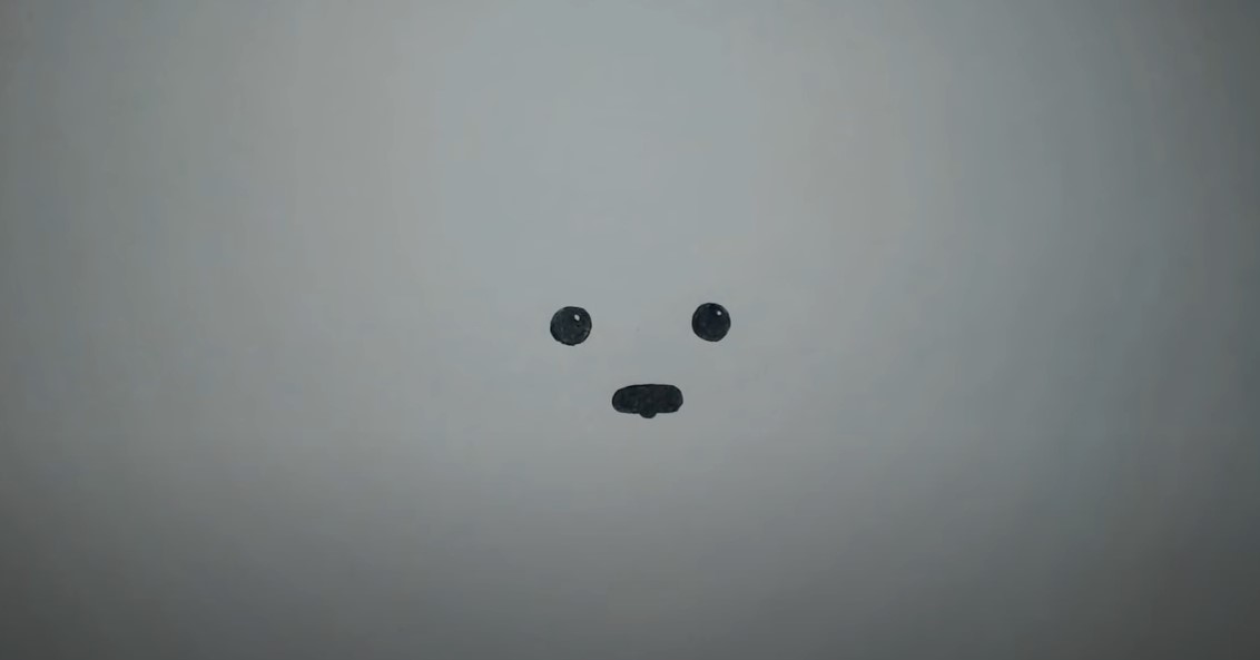 Polar Bear in a Snowstorm Joke (Drawing two eyes and a nose on a white sheet of paper)