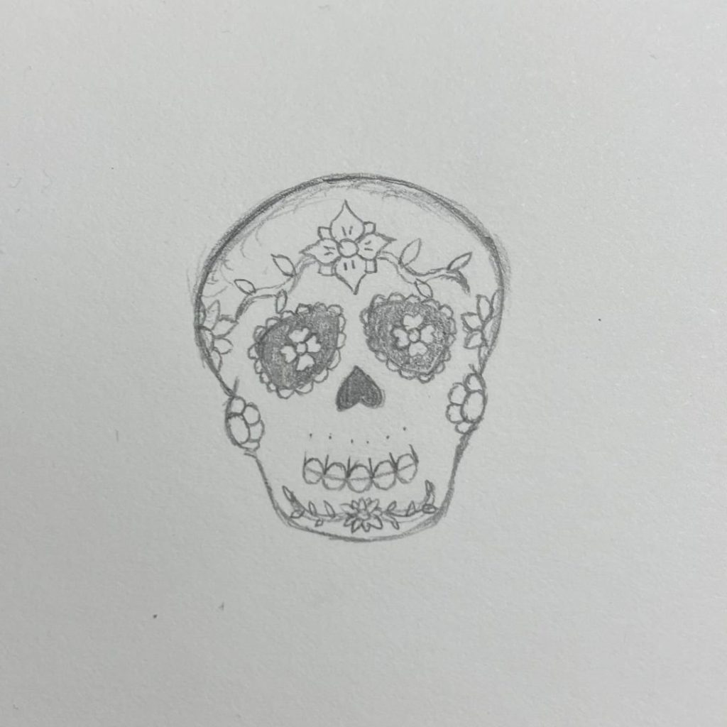 Sugar skull pencil drawing 3