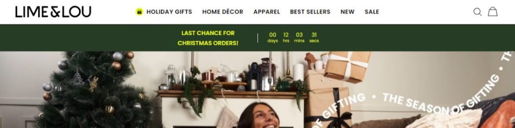 Lime and Lou screenshot advertising personalized Christmas gifts