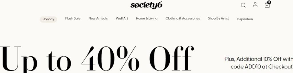 Society6 screenshot advertising personalized Christmas gifts