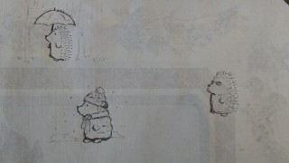 Cute hedgehog pen drawings with Rain, Snow, and Sunglasses