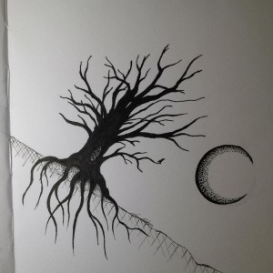 Book Drawing 5: Moonlit Tree   